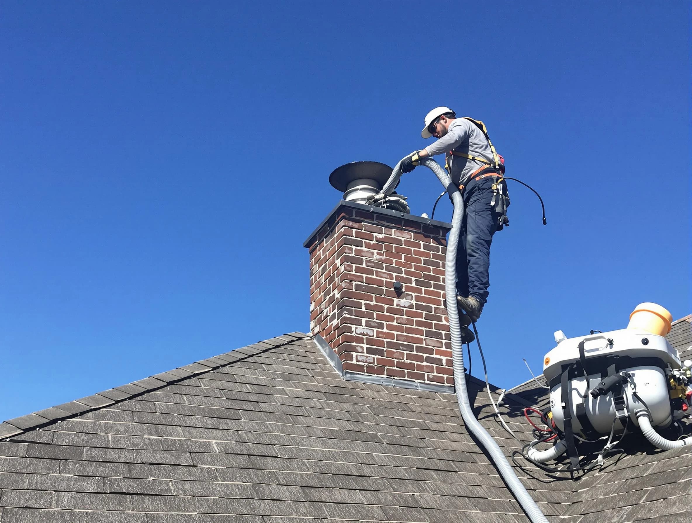 Dedicated South Plainfield Chimney Sweep team member cleaning a chimney in South Plainfield, NJ