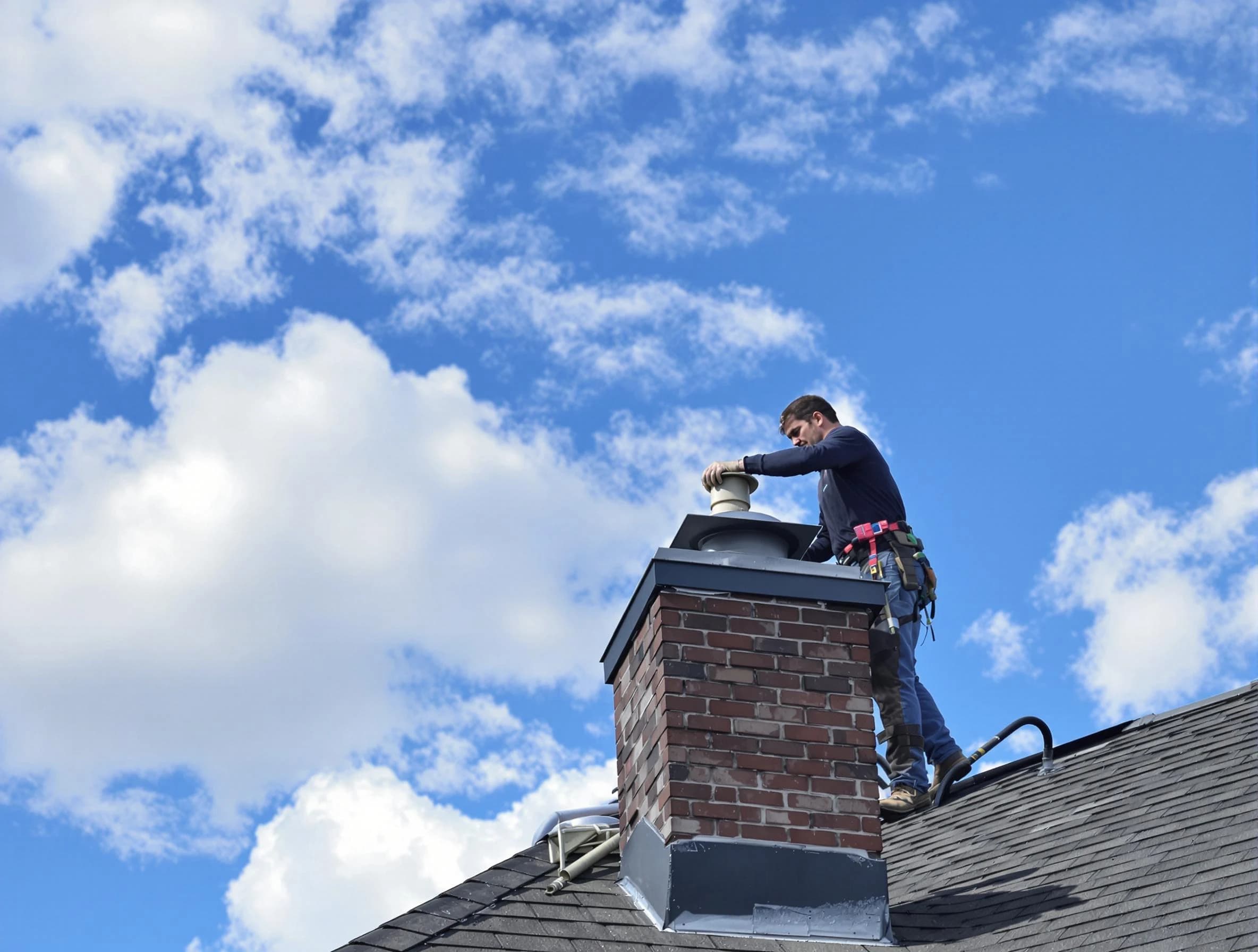South Plainfield Chimney Sweep installing a sturdy chimney cap in South Plainfield, NJ